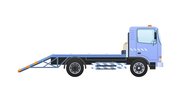 Vector tow truck with equipped winch lifting transport to platform