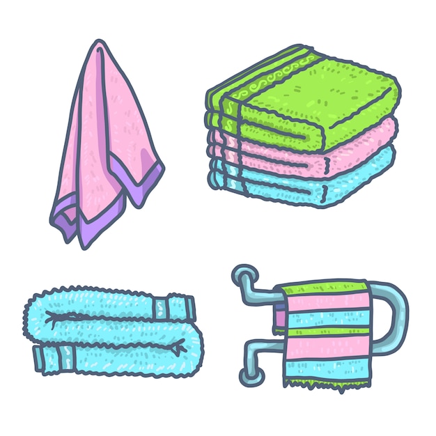 Vector towel elements set, hand drawn style