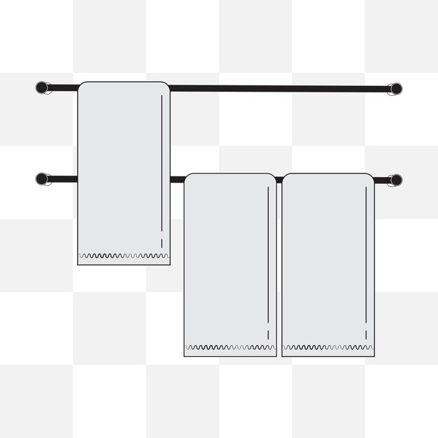 Towel Holder with Towels Vector Illustration Hand Drawn