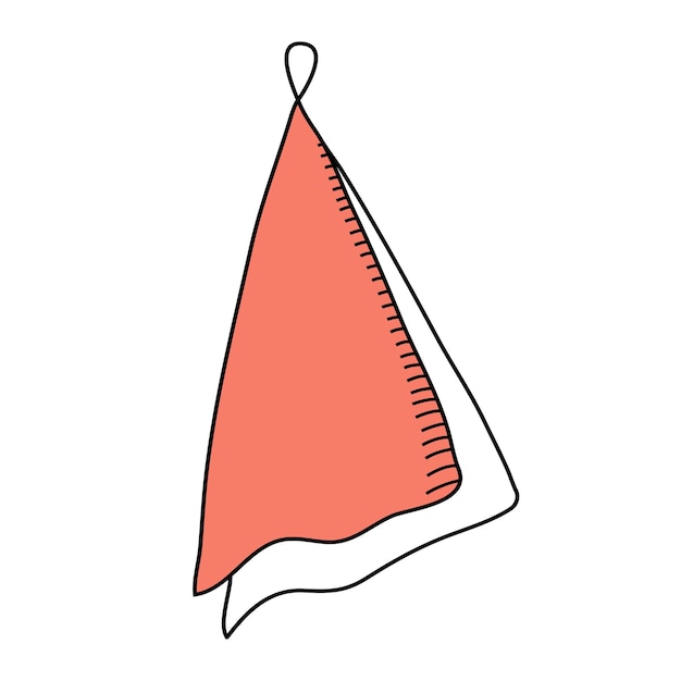 Towel is in a hanging state Vector illustration in doodle style with strokes Pink Textile Towel