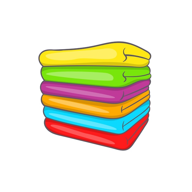 Towel stack icon in cartoon style on a white background