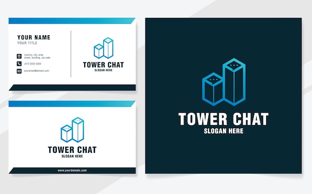 Tower chat logo template on modern style