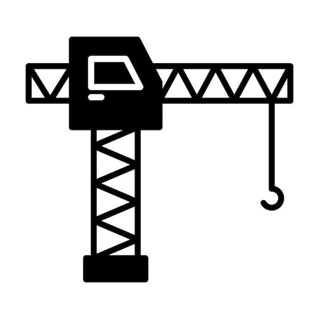 ベクトル タワー クレーンのグリフ ソリッド ブラックの図