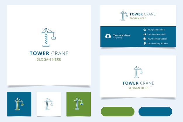 Tower crane logo design with editable slogan branding book