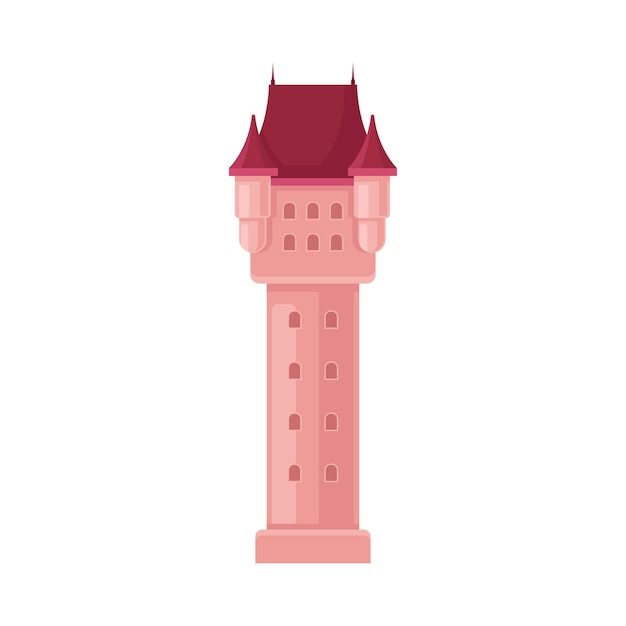 Vettore torre di un castello fiabesco illustrazione vettoriale su sfondo bianco