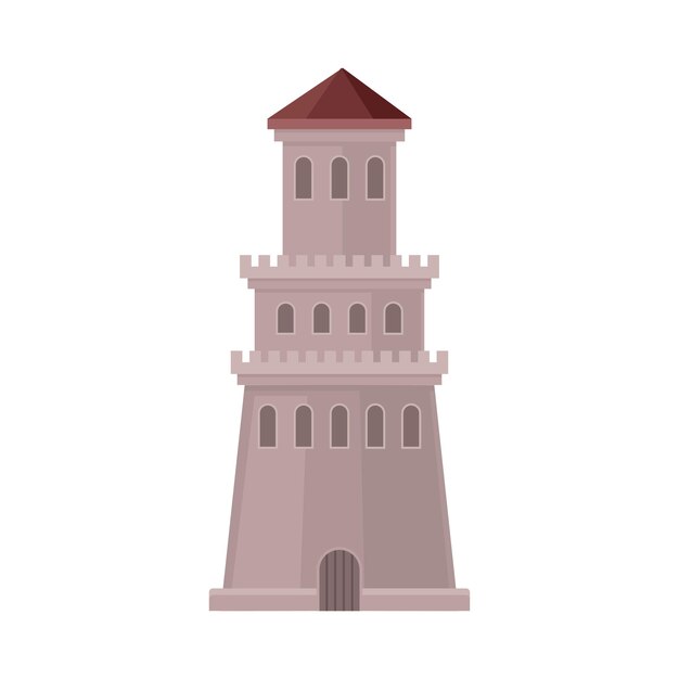 Башня имеет форму конусообразной векторной иллюстрации на белом фоне