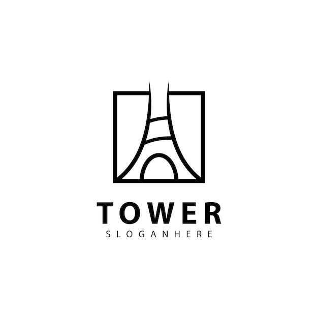 Vettore modello di illustrazione del design dell'icona di vettore di simbolo del logo della torre