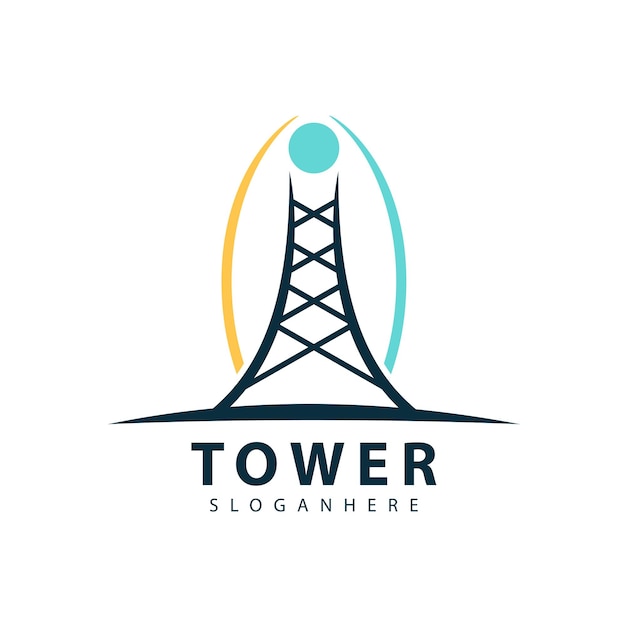 Modello di illustrazione del design dell'icona di vettore di simbolo del logo della torre