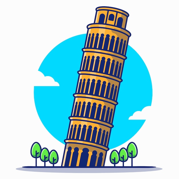 Vector tower of pisa cartoon character vector