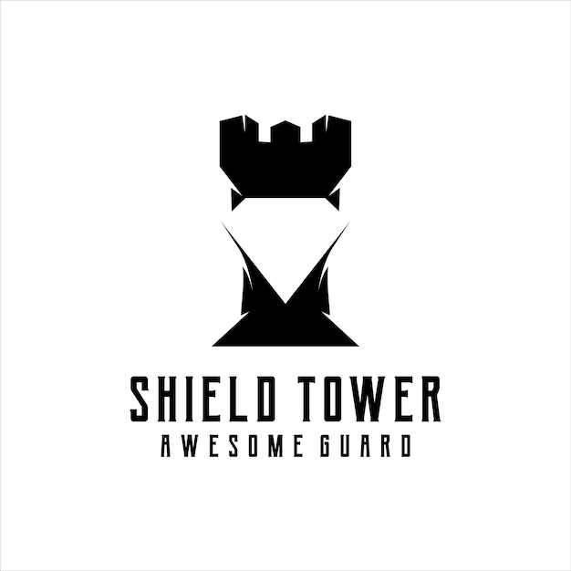 Vector tower shield logo silhouette retro vintage