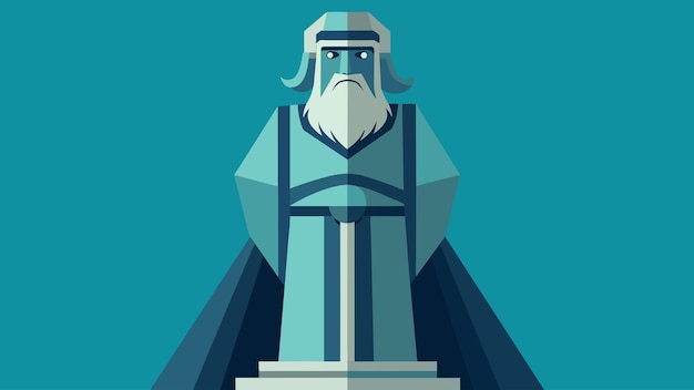 Vector a towering metal depiction of a philosopher modeled in the style of ancient greece with intricate