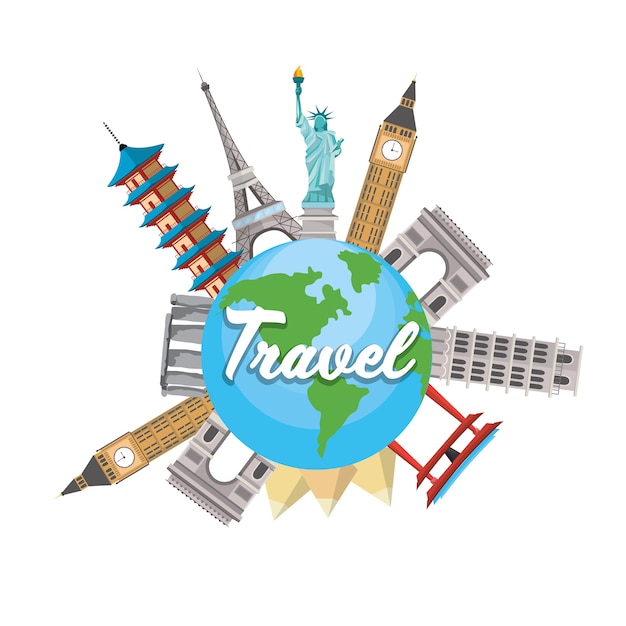 towers destination travel and global map