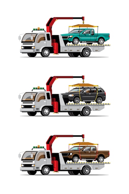 Vector towing cars set