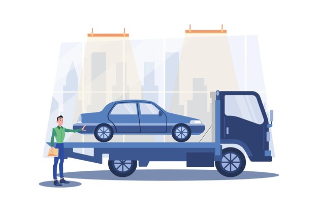 Vector towing service illustration concept on white background