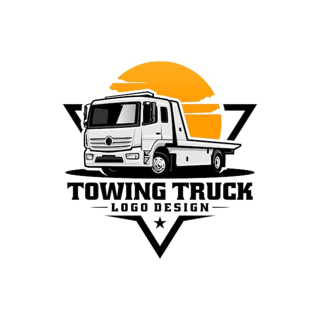 towing truck in badge emblem logo style