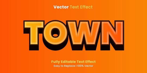 Town 3d text effect and editable text effect