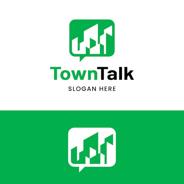 Town City Building met Bubble Chat App Logo Design