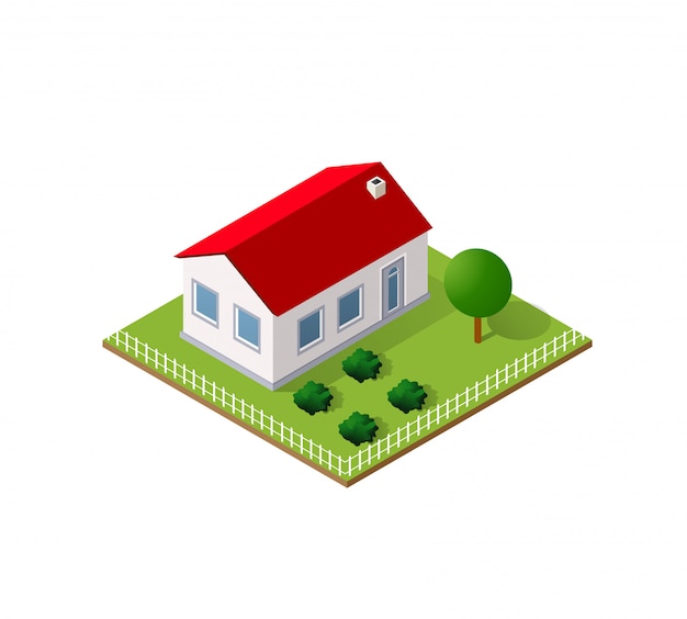 Vector town house in isometric