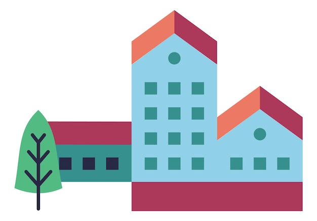 Town houses icon Minimalistic color city buildings