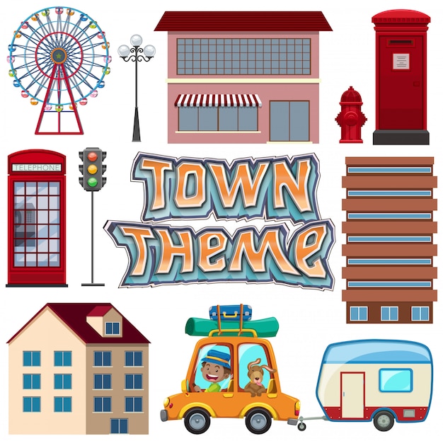 Town theme object set