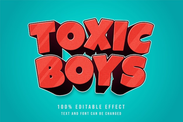 Toxic boy,3d editable text effect yellow red comic text style