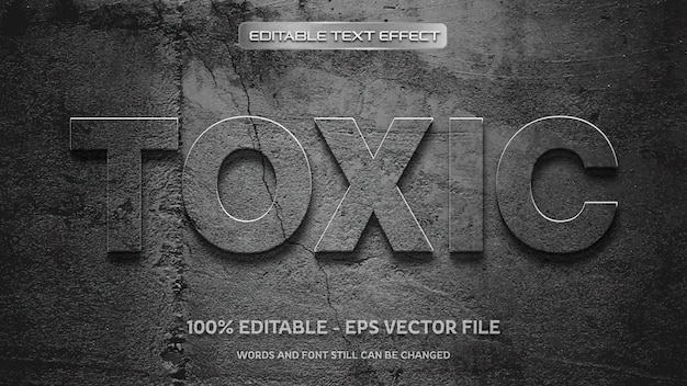 Vector toxic editable text effect with natural stone background