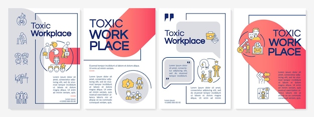 Toxic workplace red and grey brochure template