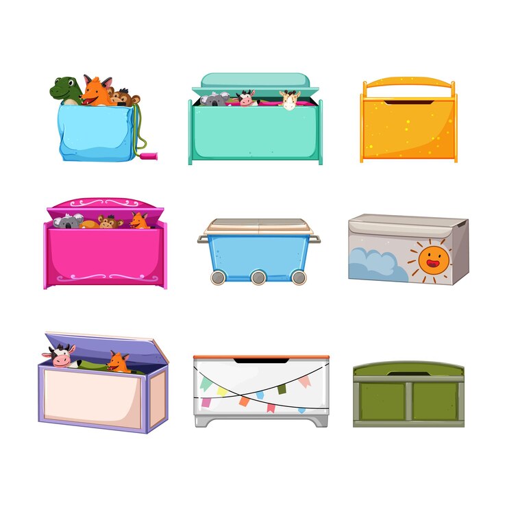 Vector toy box set cartoon vector illustration