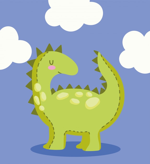 Toy dinosaur with clouds