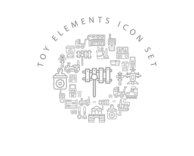 Toy elements icon set design