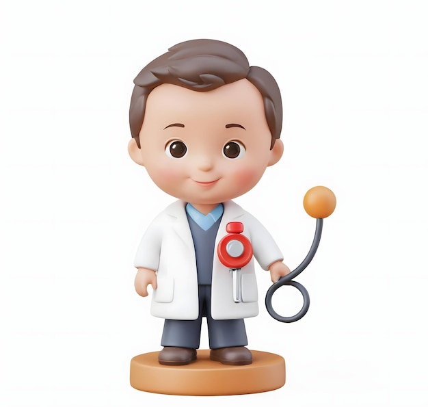 a toy figure of a doctor holding a stethoscope