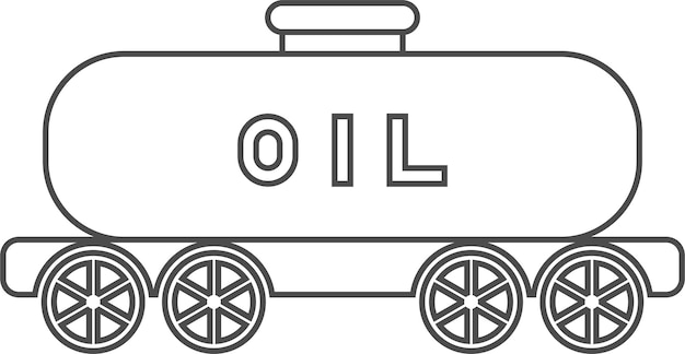 Toy Railway Metal Wagon Tank Car for Oil Outline Icon in Flat Style Vector Illustration