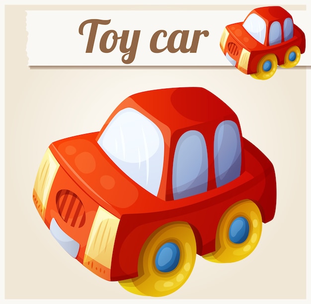 Toy red car. cartoon   illustration.