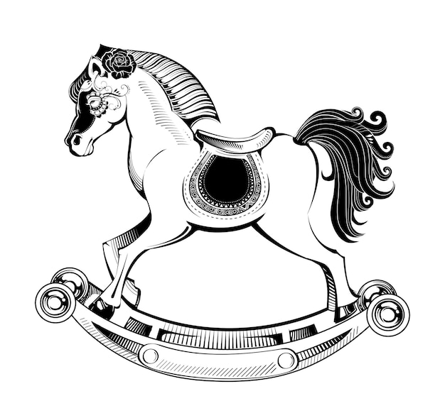 Illustrazione del vettore del cavallo a dondolo del giocattolo infanzia del giocattolo
