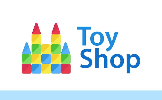 Логотип магазина игрушек изолирован на белой векторной иллюстрации замка игрушек для магазина