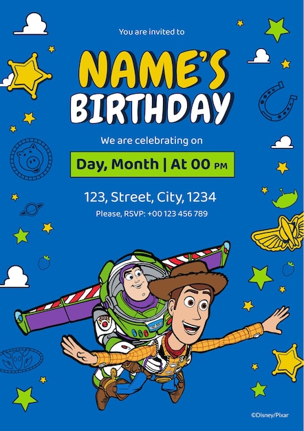 Toy Story 4 Birthday Invitation