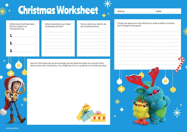 Toy Story Christmas Worksheet