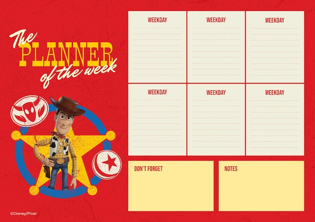Toy Story Weekly Planner