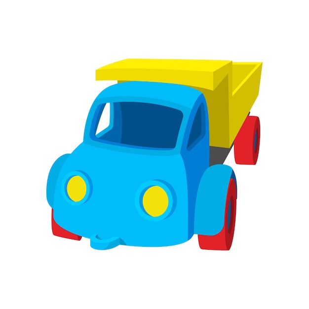 Vector toy truck cartoon icon on a white background