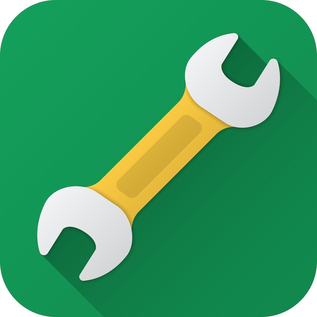 Toy wrench in flat design with long shadow Vector illustration icon