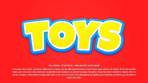 Vector toys 3d editable text effect