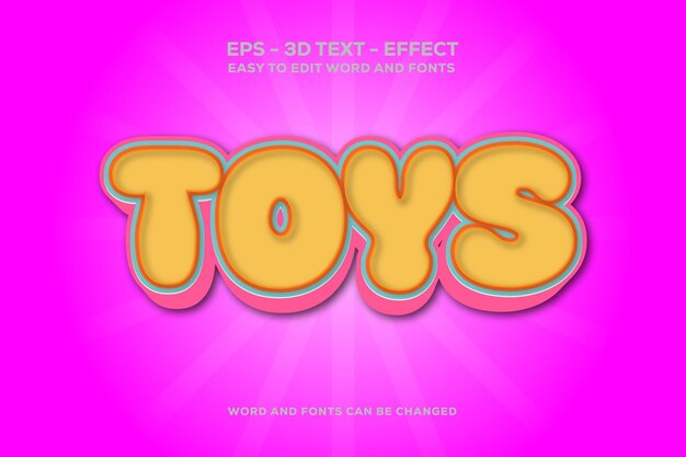 Vettore effetto di testo 3d per giocattoli