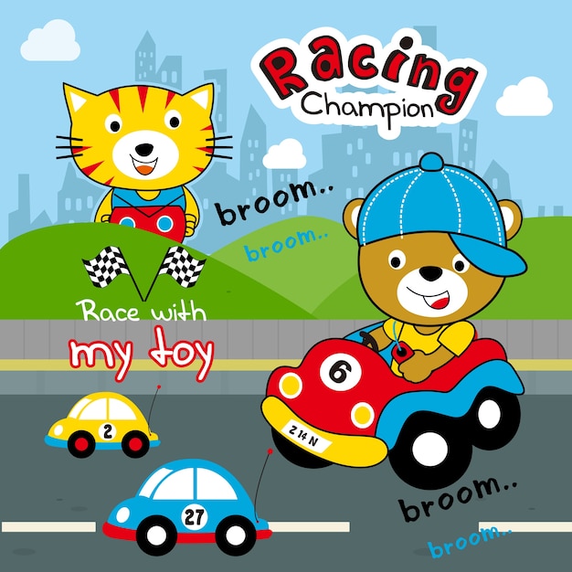 Vector toys car animal cartoon vector