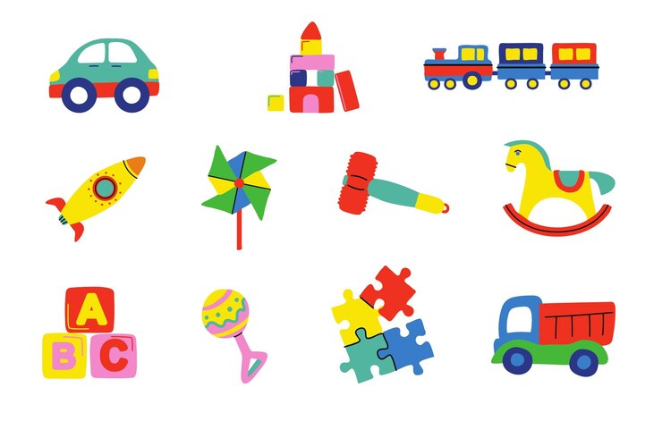 Toys collection - vector color illustration