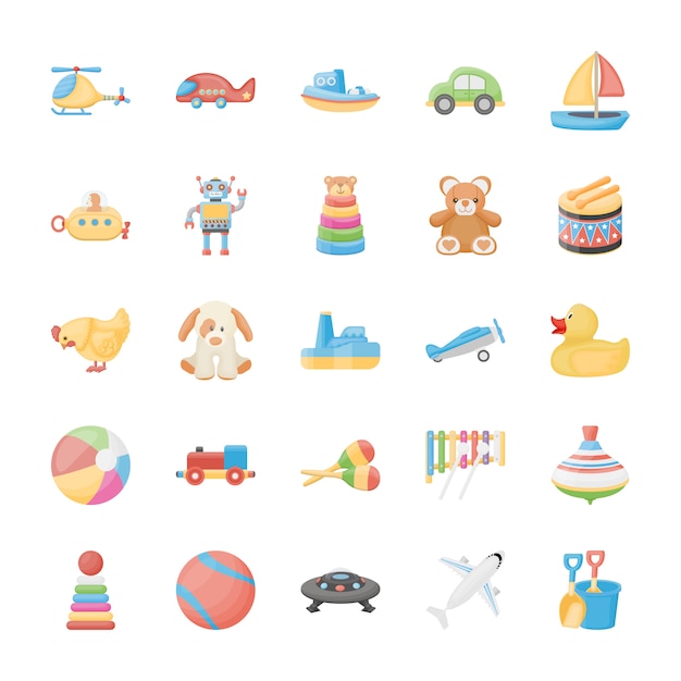 Toys flat icons