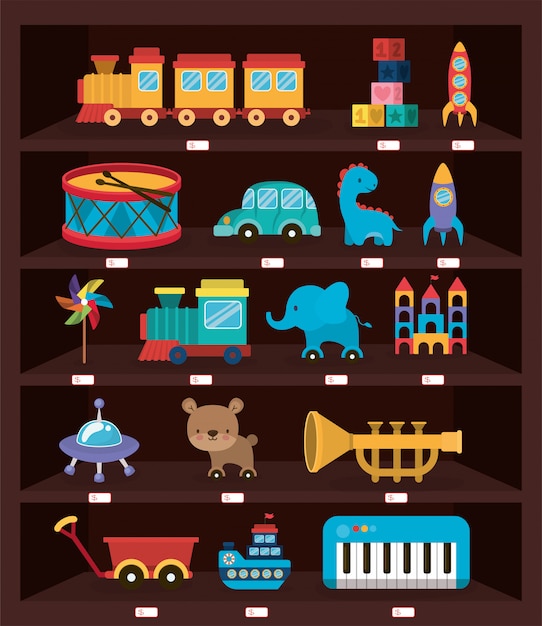 Toys icon set 