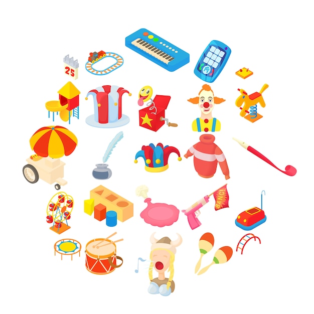 Toys icons set