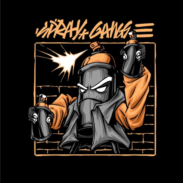 Вектор Игрушки аэрозольная краска бомбардировщик серый граффити голова продукт одежда красочный черный художественный персонаж модный плакат