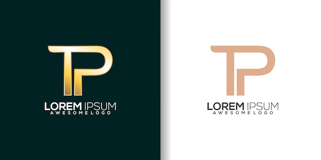 TP initial logo luxury gold color