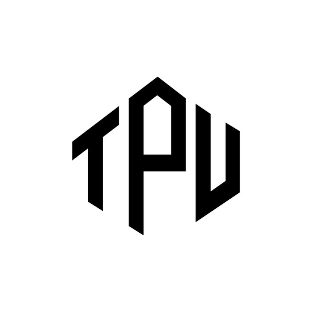 TPU ポリゴンとキューブの形状のロゴのデザイン TPU ヘクサゴン ベクトル ロゴのテンプレート 白と黒の色 TPU モノグラム ビジネスと不動産のロゴ